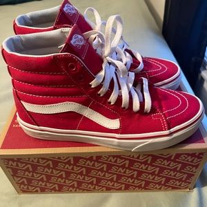 Hi top red vans
